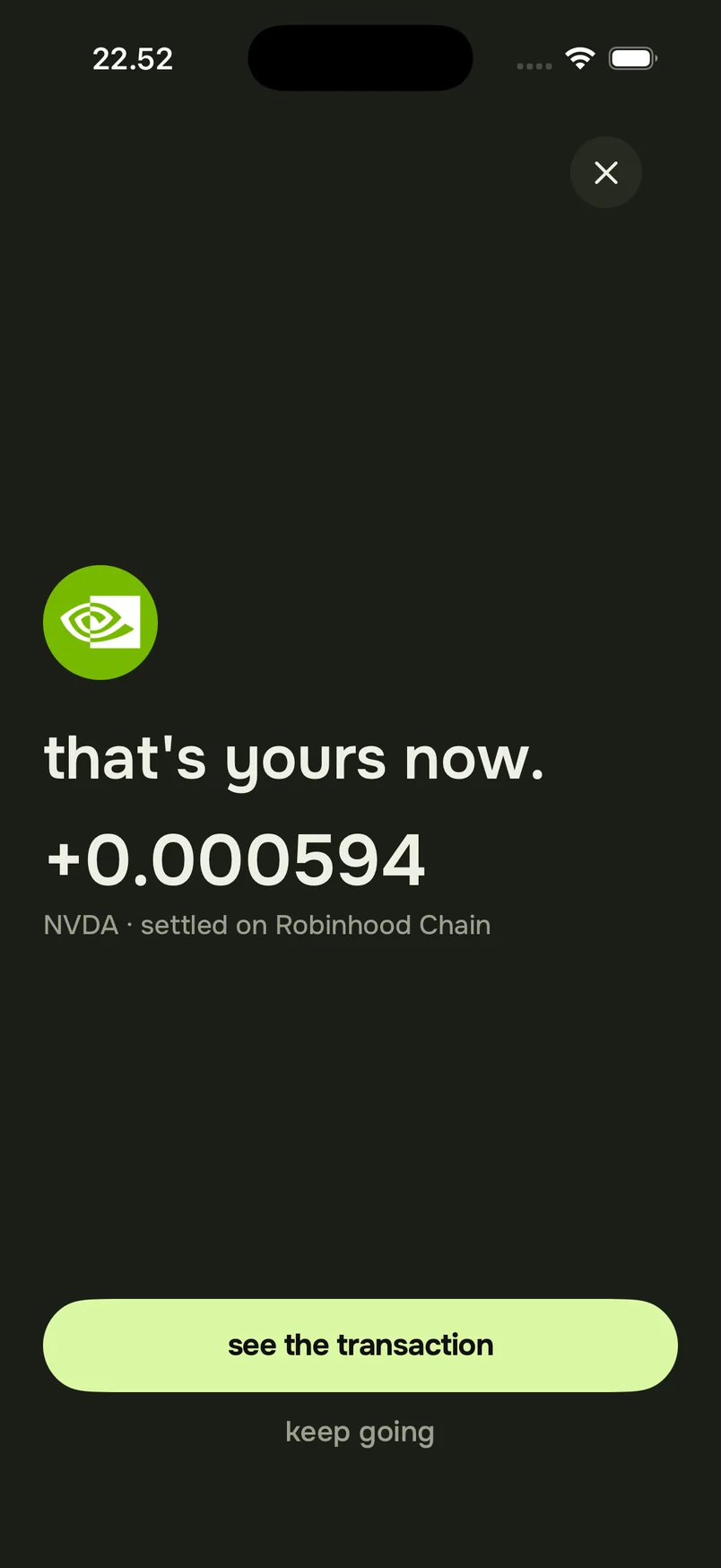 The payout screen